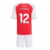 Arsenal Jurrien Timber #12 Hjemmebanetrøje Børn 2025-26 Kort ærmer (+ bukser)