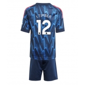 Arsenal Jurrien Timber #12 Udebanetrøje Børn 2025-26 Kort ærmer (+ bukser)