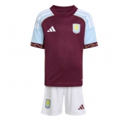 Aston Villa Hjemmebanetrøje Børn 2025-26 Kort ærmer (+ bukser)