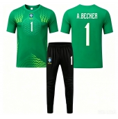 Brasilien Alisson Becker #1 Målmand Udebanetrøje Børn VM 2026 Kort ærmer (+ bukser)