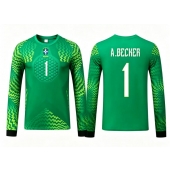 Brasilien Alisson Becker #1 Målmand Udebanetrøje VM 2026 Lange ærmer