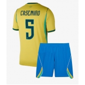 Brasilien Casemiro #5 Hjemmebanetrøje Børn VM 2026 Kort ærmer (+ bukser)
