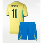 Brasilien Raphinha Belloli #11 Hjemmebanetrøje Børn VM 2026 Kort ærmer (+ bukser)