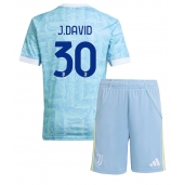 Juventus Jonathan David #30 Udebanetrøje Børn 2025-26 Kort ærmer (+ bukser)