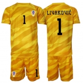 Kroatien Dominik Livakovic #1 Målmand Hjemmebanetrøje Børn VM 2026 Kort ærmer (+ bukser)