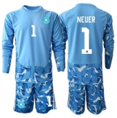 Tyskland Manuel Neuer #1 Målmand Udebanetrøje Børn VM 2026 Lange ærmer (+ bukser)